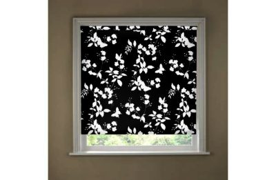 3ft Butterfly Blossom Black and White Roller Blind. 3ft Butterfly Blossom Black and White Roller Blind.